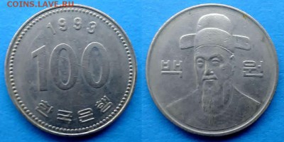 Южная Корея - 100 вон 1993 года до 12.12 - южная корея 100 вон 1993 года