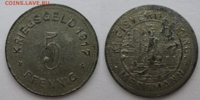 Нотгельды Германии. Обзорная тема. - 5 пф.1917г. Меттман.JPG