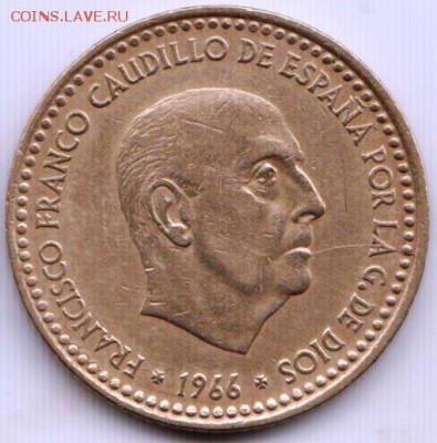 Испания одна песета 1966 г. 74 до 24.00 15.12.18 г. - 012