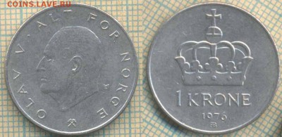 Норвегия 1 крона 1976 г. , до 15.12.2018 г. 22.00 по Москве - Норвегия 1 крона 1976  4743