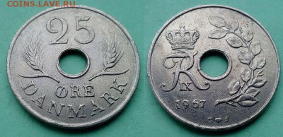 Дания - 10 эре 1953 и 25 эре 1967 гг до 16.12 - дания 25 эре 1967 года (2)