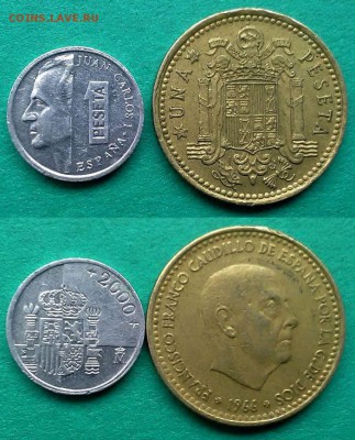 Испания - 1 песета 1966 и 2000 гг. до 16.12 - испания 1 песета 66 и 2000 гг