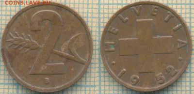 Швейцария 2 раппена 1952 г. , до 17.12.2018 г. 22.00 по Моск - Швейцария 2 раппена 1952  4766
