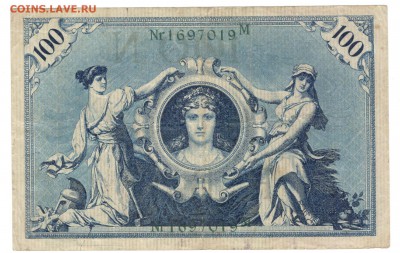 Банкноты Кайзеррейха и Веймарской республики, на оценку. - 100 марок 1914 а