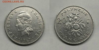 Фр.Полинезия 20 франков 1967г - Фр.Полинезия 20 франков