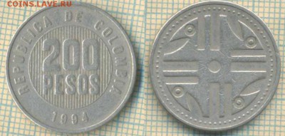 Колумбия 200 песо 1994 г., до 20.12.2018 г. 22.00 по Москве - Колумбия 200 колон 1994  4448