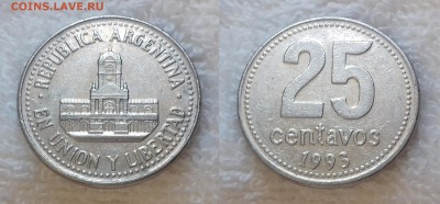АРГЕНТИНА 25 сентаво 1993 KM# 110a до 21 декабря 22-00 мск - АРГЕНТИНА 25 сентаво 1993 20181126_1257