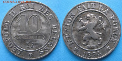 33.Ходячка Бельгии 1875-1997 - 33.3. -Бельгия 10 сантим 1894    160-ак10-3619