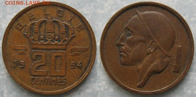 33.Ходячка Бельгии 1875-1997 - 33.11. -Бельгия 20 сантим 1954    8351
