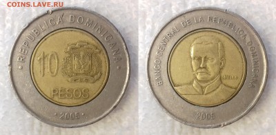ДОМИНИКАНСКАЯ РЕСП. 10 песо 2005 (БИМ) до 22 дек. 22-00 мск - ДОМИНИКАНСКАЯ РЕСПУБЛИКА 10 песо 2005 -764