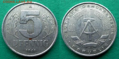 Германия (ГДР) - 5 пфеннигов 1968 года до 21.12 - германия 5 пфеннигов 1968 года