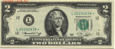 2 доллара 1976 г., -L-, замещение,США, пресс, до 22:00 20.12 - 2 доллара 1976 L замещение-1