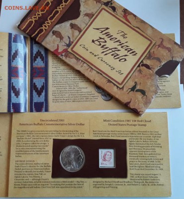 Офиц. Буклет 1$ 2001г Бизон с марками и боной - fe47e328-265d-4176-9d13-77d80e942566