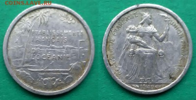 Французская Океания - 1 франк 1949 года до 24.12 - французская океания 1 франк 1949 года