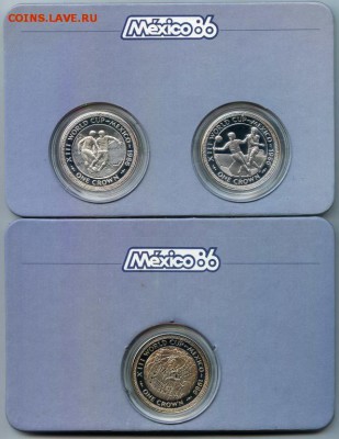 Шайба Остров Мэн 1 крона 1986 Чемпионат Мира футбол 3 шт. - shajba_ostrov_men_1_krona_1986_chempionat_mira_po_futbolu_meksika_3_sht_buklet_serebrjanoe_pokrytie