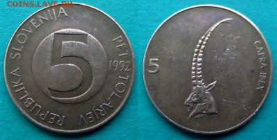 Словения - 5 толаров 1992 года до 24.12 - словения 5 толаров 1992 года