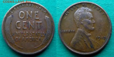 США - 1 цент 1917 года до 24.12 - сша 1 цент 1917 года