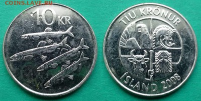 Исландия - 10 крон 2008 года до 26.12 - исландия 10 крон 2008 года