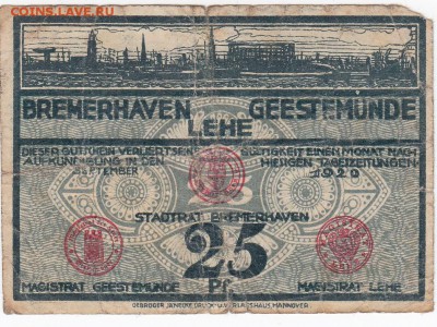 Нотгельд - Бремерхафен 25 пфеннигов 1920 г. до 26.12 в 22.00 - IMG_20181220_0006