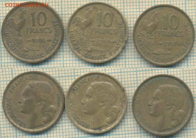 Франция 10 франков 1951,51В,55 г.,до 24.12.2018 г. 22.00 по - Франция 3 монеты 4543