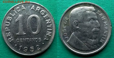 Аргентина - 10 сентаво 1952 года до 28.12 - аргентина 10 сентаво 1952 года