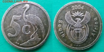 ЮАР - 5 центов 2004 года до 28.12 - юар 5 центов 2004 года