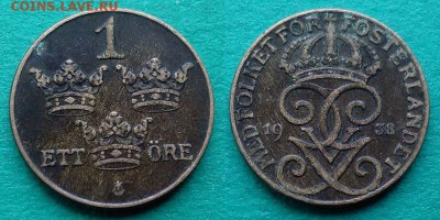 Швеция - 1 эре 1938 года (бронза) до 28.12 - швеция 1 эре 1938 года бронза