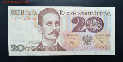 ПОЛЬША 20 злотых 1982г., ДО 30.12. - Польша 20 злотых 1982г., А.