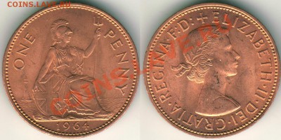 -Англия, 1 пенни 1964 (красивая!) - до 21-00мск 01.06 - gb-1p-1964