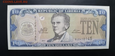 ЛИБЕРИЯ 10 долларов 2011г., ДО 02.01. - Либерия 10 долларов 2011г., А.