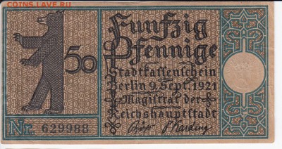 Нотгельд- Берлин 50 пфеннигов 1921 г. до 04.01 в 22.00 - IMG_20181229_0005