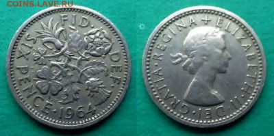 Великобритания - 6 пенсов 1964 года до 4.01 - великобритания 6 пенсов 1964 года