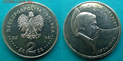 Польша - 2 злотых 2008 года (Збигнев Херберт) до 8.01 - польша 2 злт 2008 херберт