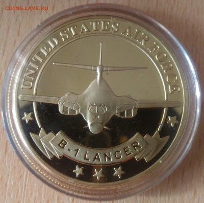 памятная медаль ВВС США В-1 Lancer - Жетон кроновый размер позолота В 1 ланцер поз 1