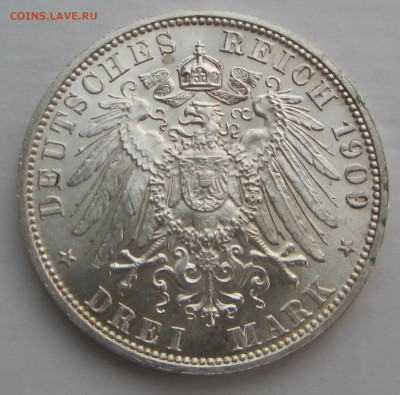 Реусс 3 марки 1909 - реверс