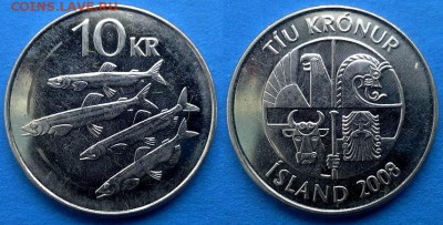 Исландия - 10 крон 2008 года до 10.01 - исландия 10 крон 2008 года