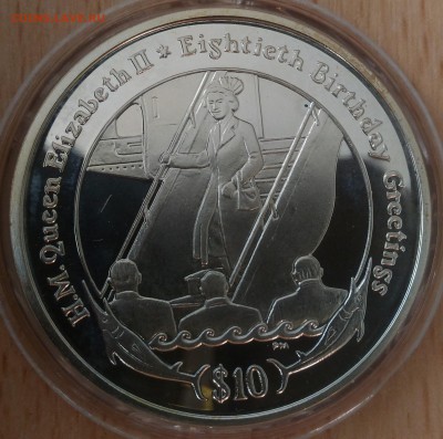 Британские Виргинские о-ва 10 долларов 2006 трап самолета - Британские Виргинские королева на трапе самолета 2006 реверс