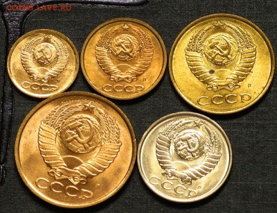 СССР набор 1,2,3,5,15 копеек unc - СССР набор 1,2,3,5,15 копеек unc 7-10-2,5 2