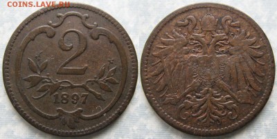 34.Монеты Австрии 1851-1995г. - 34.8. -Австрия 2 геллера 1897    180-к39-9869