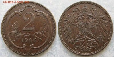 34.Монеты Австрии 1851-1995г. - 34.9. -Австрия 2 геллера 1906    184-АК2-3943