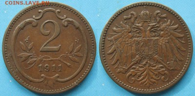 34.Монеты Австрии 1851-1995г. - 34.11. -Австрия 2 геллера 1911    8049