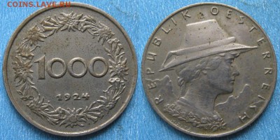 34.Монеты Австрии 1851-1995г. - 34.14. -Австрия 1000 крон 1924    180-к39-9868