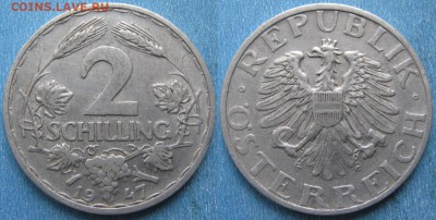 34.Монеты Австрии 1851-1995г. - 34.21. -Австрия 2 шиллинга 1947    180-к39-4086