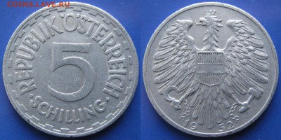 34.Монеты Австрии 1851-1995г. - 34.22. -Австрия 5 шиллингов 1952    160-ас24-3695