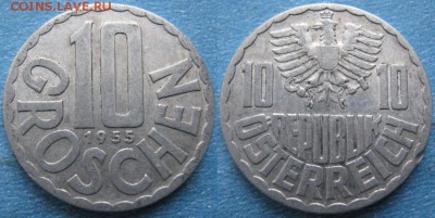 34.Монеты Австрии 1851-1995г. - 34.25. -Австрия 10 грошен 1955    160-к45-10081