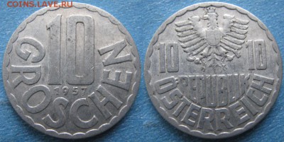 34.Монеты Австрии 1851-1995г. - 34.27. -Австрия 10 грошен 1957    160-к45-10080