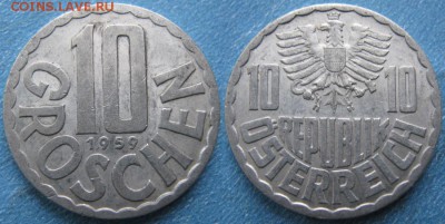 34.Монеты Австрии 1851-1995г. - 34.28. -Австрия 10 грошен 1959    160-к45-10075