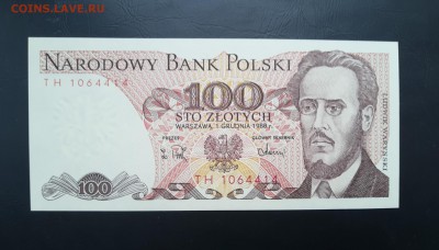 ПОЛЬША 100 злотых 1988г., ДО 09.01. - Польша 100 злотых 1988г., А.