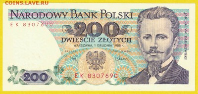 Польша 200 злотых 1988 unc 11.01.19. 22:00 мск - 2