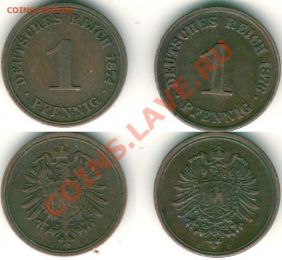Германия, 1 пф. 1874,76 - до 21-00мск 01.06 - ger-1p-1874-76